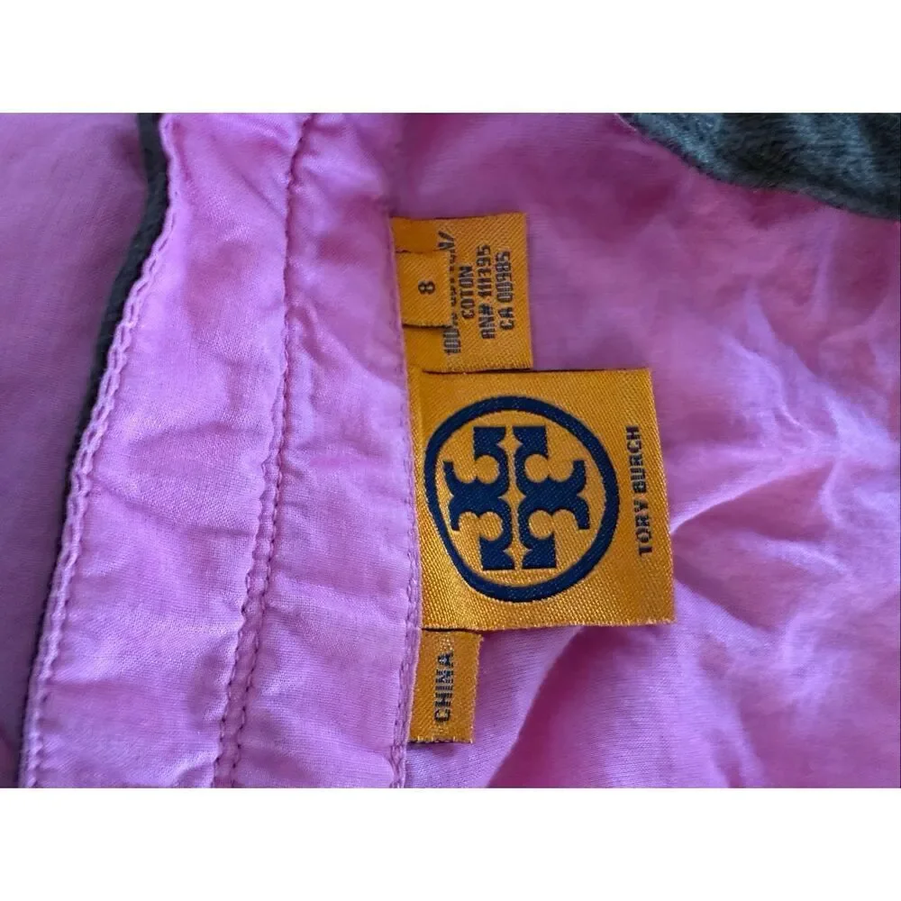 Tory Burch Womens Pink Long Sleeve Cotton Kaftan Tunic Cover-up Dress Size